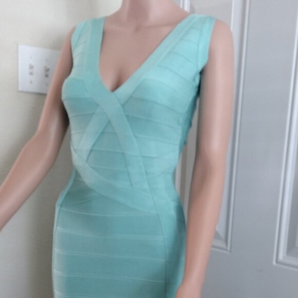 Rachael G Stretch Strappy Dress in Blue-Green Size S. - Picture 4 of 13